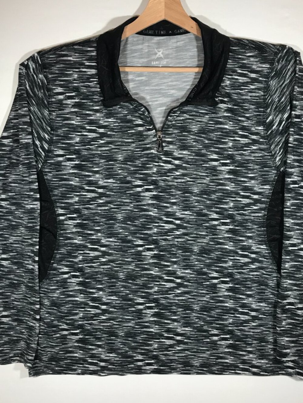 Game Time Athletic Women's 1X Black Heather 1/4 Zip Long Sleeve Top